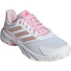 Tenis Adidas CourtJam Control 3 Fem - Bco/Rosa