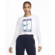 Camiseta Nike Slam Cropped ML Fem - Bca 