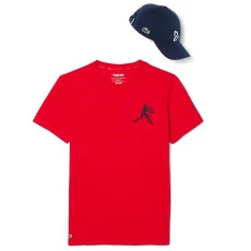 Kit Camiseta e Bone Lacoste Novak Djokovic - Verm/Mar