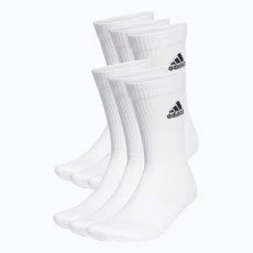 Meia Adidas Amortecidas Cano Alto - 6 Pares - Branca