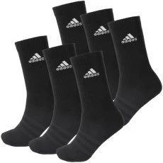 Meia Adidas Amortecidas Cano Alto - 6 Pares - Preto