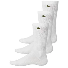 Meia Lacoste Cano Alto c/ 3 Pares - Branca